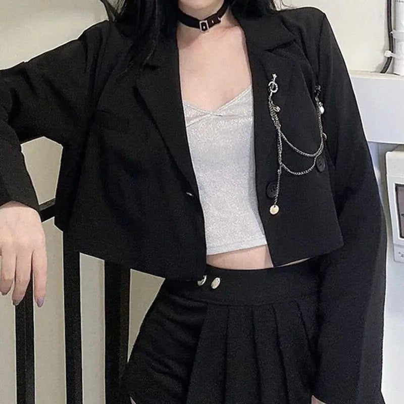 Black Chained Cropped Blazer