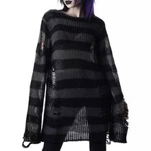 Load image into Gallery viewer, Grunge-Style Striped Sweater
