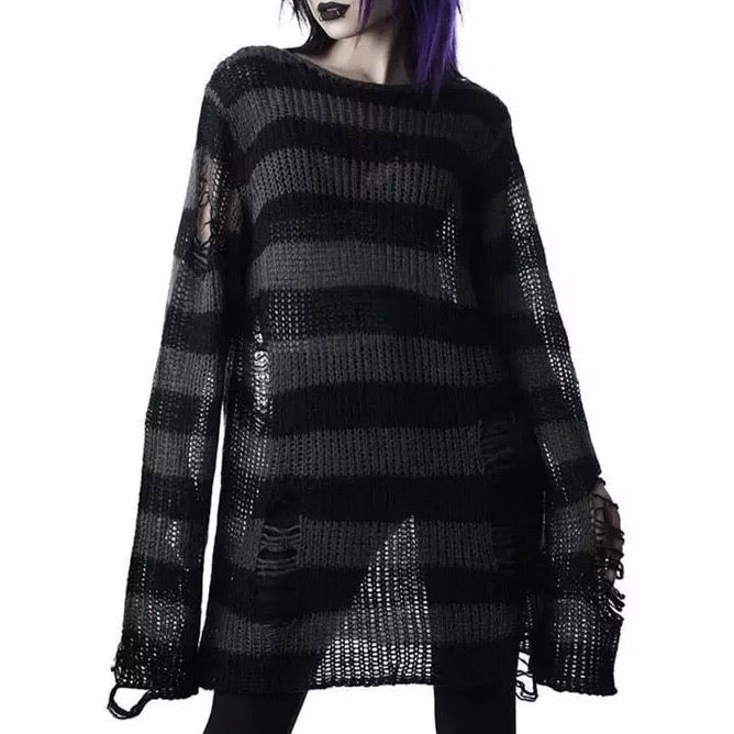 Grunge-Style Striped Sweater