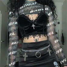Load image into Gallery viewer, Black Velvet Cross Cami Top
