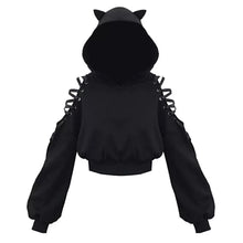 Load image into Gallery viewer, Cat Ears Cropped Hoodie
