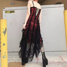 Load image into Gallery viewer, Gothic Red &amp; Black Mesh Dress
