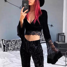 Load image into Gallery viewer, Witchy Lace Crop Top
