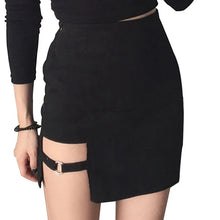 Load image into Gallery viewer, Black Asymmetric Mini Skirt

