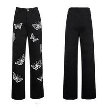 Load image into Gallery viewer, Black Butterfly Jeans
