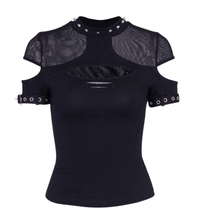 Load image into Gallery viewer, Black Studded Cut Out Top

