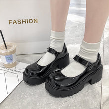 Load image into Gallery viewer, Chunky Black Lolita Shoes
