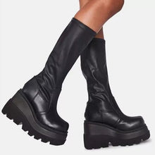 Load image into Gallery viewer, Gothic Chunky Faux Leather Boots

