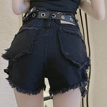 Load image into Gallery viewer, Buckle Strap Ripped Shorts
