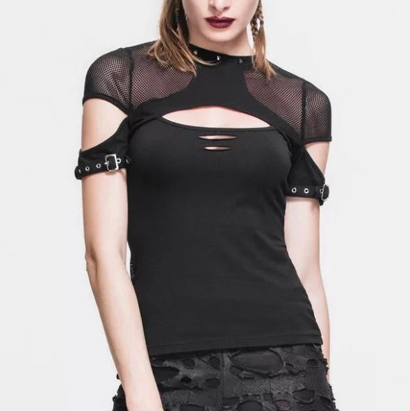 Black Studded Cut Out Top