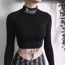 Load image into Gallery viewer, Gothic Blessed Crop Top
