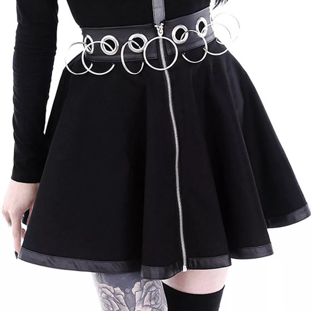 O-Ring Zip-Up Skirt