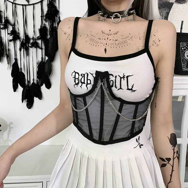 Gothic Chain Mesh Waist Corset