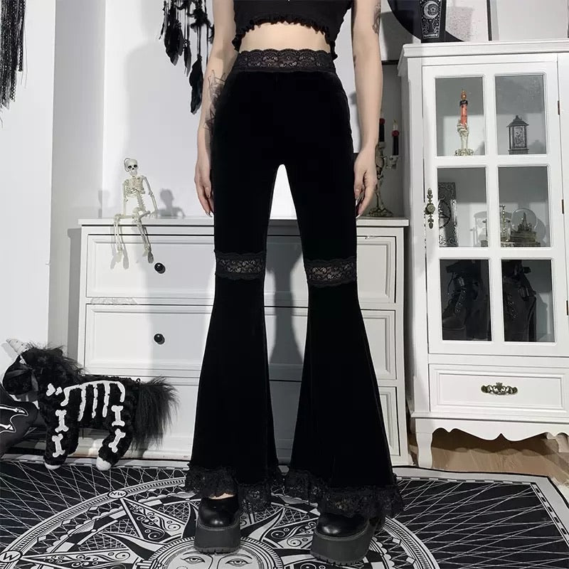 Black Velvet Flare Pants