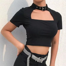 Load image into Gallery viewer, Cropped Collar Choker Top
