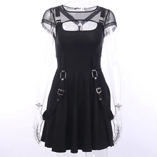 Load image into Gallery viewer, Black Buckle Mini Dress

