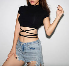 Load image into Gallery viewer, Lace Up Waist Crop Top
