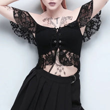 Load image into Gallery viewer, Off Shoulder Lace Crop Top

