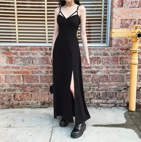 Black Side Split Maxi Dress