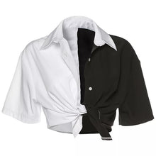 Load image into Gallery viewer, Two Tone Tie Front Shirt
