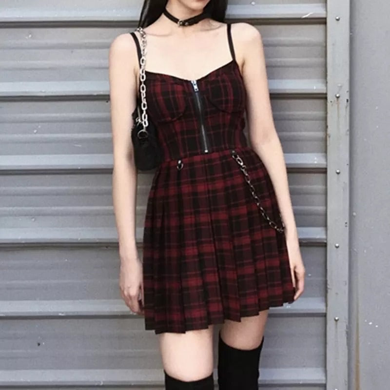Punk Plaid Mini Dress