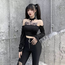 Load image into Gallery viewer, Gothic Halter Off Shoulder Chain Top
