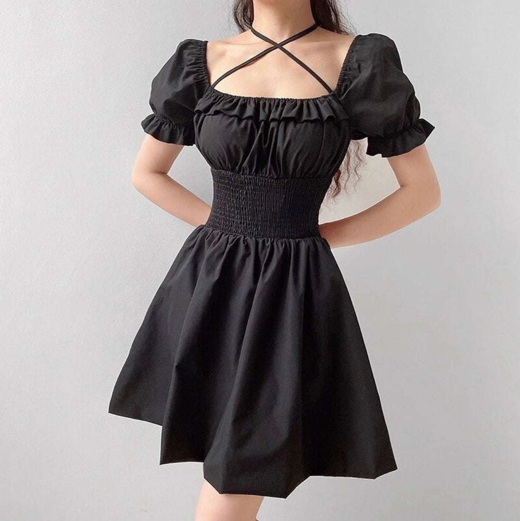 Black Criss Cross Vintage Dress