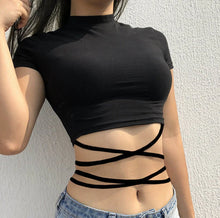 Load image into Gallery viewer, Lace Up Waist Crop Top
