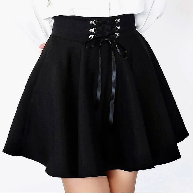 Gothic Lace Up Mini Skirt