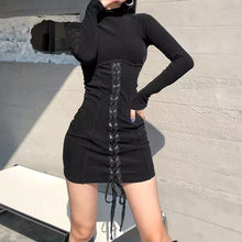 Load image into Gallery viewer, Knitted Lace Up Mini Dress
