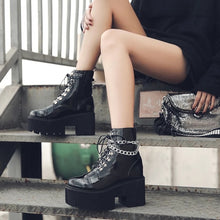 Load image into Gallery viewer, Chunky Chained Faux Leather Boots
