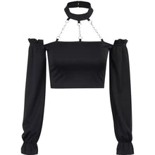Load image into Gallery viewer, Gothic Halter Off Shoulder Chain Top
