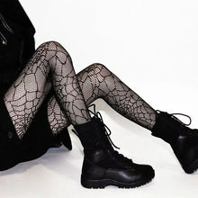 Load image into Gallery viewer, Gothic Spider Web Fishnet Tights
