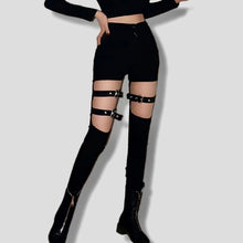 Load image into Gallery viewer, Black Cut Out Buckle Pants

