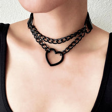 Load image into Gallery viewer, Black Chained Heart Choker
