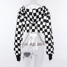 Load image into Gallery viewer, Checkerboard Cropped Hoodie
