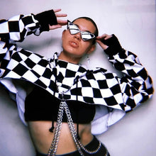 Load image into Gallery viewer, Checkerboard Cropped Hoodie
