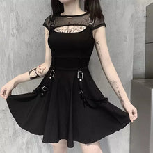 Load image into Gallery viewer, Black Buckle Mini Dress
