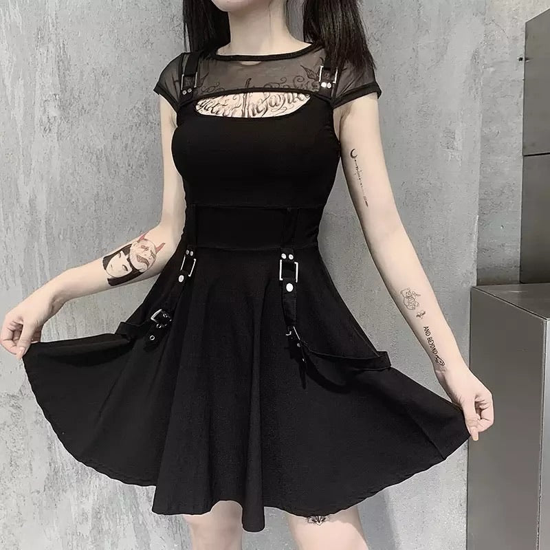 Black Buckle Mini Dress