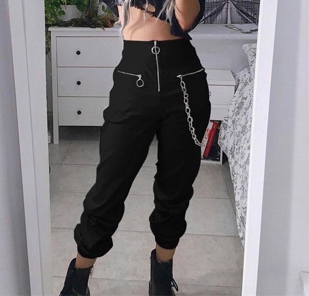 O-Ring Zip Up Chained Pants