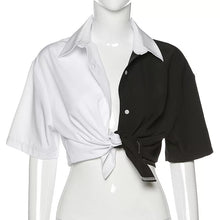 Load image into Gallery viewer, Two Tone Tie Front Shirt
